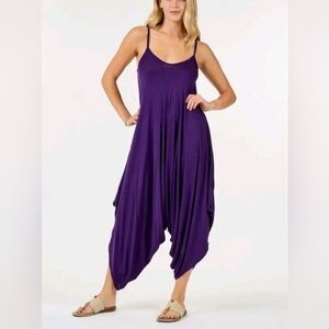 Harem Onesie Jumpsuit Cropped Plum